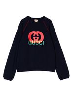 Gucci Kids Interlocking G logo-print sweatshirt - Bleu - thumbnail