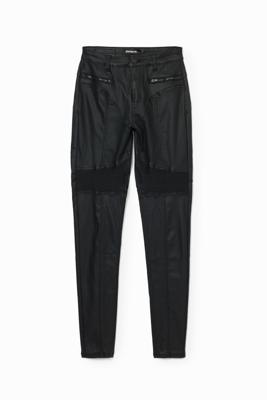 Slim fit leatherlook broek - BLACK - 40