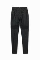 Slim fit leatherlook broek - BLACK - 44