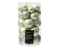 Kerstballen Mix Plastic Rozemarijn Wit Mint 30st Kerstballen Mix Plastic Rozemarijn Wit Mint 30st