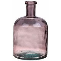 Bloemenvaas - roze - transparant gerecycled glas - D15 x H24 cm