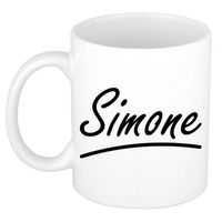 Simone voornaam kado beker / mok sierlijke letters - gepersonaliseerde mok met naam - Naam mokken