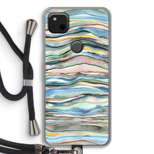 Watercolor Agate: Pixel 4a Transparant Hoesje met koord