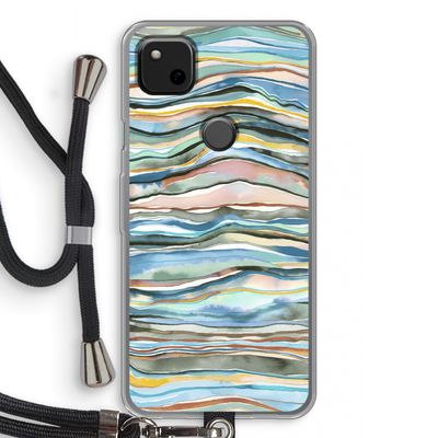 Watercolor Agate: Pixel 4a Transparant Hoesje met koord