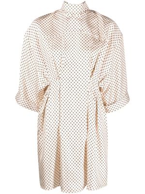 Lanvin robe mi-longue à pois - Blanc