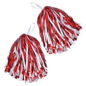 Cheerballs/pompoms - 4x - rood/wit - polyester - Cheerleaders