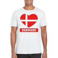 Denemarken hart vlag t-shirt wit heren - thumbnail