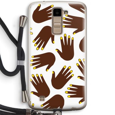 Hands dark: LG K10 (2016) Transparant Hoesje met koord