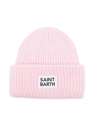 MC2 Saint Barth Kids bonnet en maille à patch logo - Rose