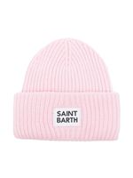 MC2 Saint Barth Kids bonnet en maille à patch logo - Rose