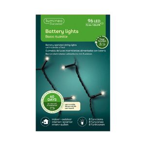 LED Durawise twinkle buitenverlichting op batterij warm wit 96 lampjes   -