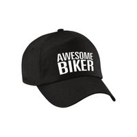 Awesome biker pet / cap zwart voor volwassenen - Geweldige motorrijder cadeau - thumbnail