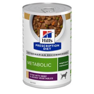 Hill&apos;s Prescription Diet Metabolic stoofpotje voor hond met rund & groenten blik 2 trays (24 x 354 g)