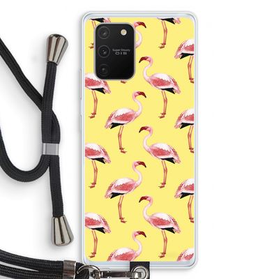 Flamingo's geel: Samsung Galaxy S10 Lite Transparant Hoesje met koord