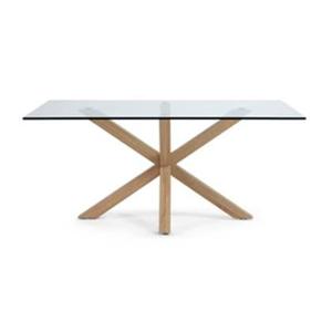 Kave Home Argo Eettafel - 160 x 90 cm - Glas / Eiken