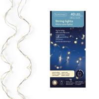 Draadverlichting lichtsnoer - zilver - 40 led lampjes - warm wit - 195 cm - zilverdraad