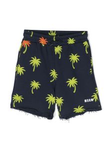 MSGM Kids short en coton à imprimé graphique - Bleu