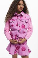 korte denimrok met bloemen - RED - 11/12