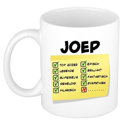 Naam mok Joep - wit - top gozer - keramiek - 300 ml - cadeau collega beker Naam mok Joep - wit - top gozer - keramiek - 300 ml - cadeau collega beker