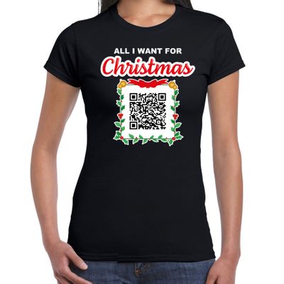 Kerst QR code kerstshirt Een lekker gast dames zwart - Fout kerst t-shirt Kerst QR code kerstshirt Een lekker gast dames zwart - Fout kerst t-shirt