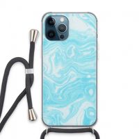 Waterverf blauw: iPhone 13 Pro Max Transparant Hoesje met koord