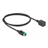 Delock 85980 USB-stroomkabel PoweredUSB 12V stekker, PoweredUSB 12V bus 1.00 m Zwart