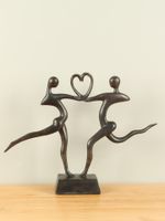 2 personen met hart, bronzen object - thumbnail