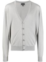 Giorgio Armani cardigan en laine vierge à col v - Gris