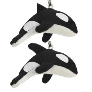 Nature Planet pluche orka - 2x - sleutelhanger - 6 cm - zeedieren sleutelhanger