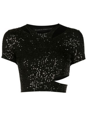 Gloria Coelho haut crop à sequins - Noir