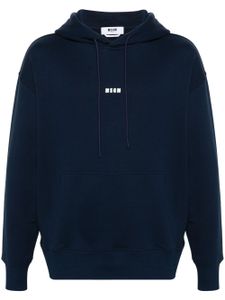 MSGM hoodie en coton à logo imprimé - Bleu