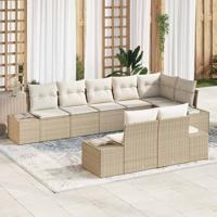 Tuinbankenset met opslag 8 pcs Beige en Crème Poly riet