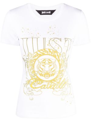 Just Cavalli t-shirt en coton à imprimé tigre - Blanc