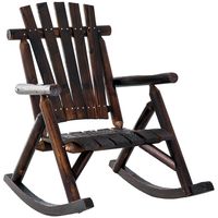 Outsunny schommelstoel met armleuningen, weerbestendig, massief hout donkerbruin