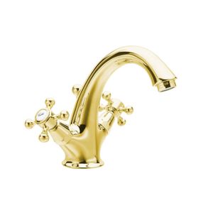 Wastafelmengkraan Sapho Antea 2-knop Uitloop 12 cm Goud Sapho