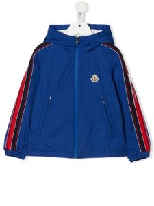 Moncler Enfant veste zippée à patch logo - Bleu