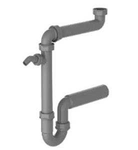 Kirchhoff ECO-SAVE Kunststof ruimtebesparende spoelbak buisvormige sifon, Grau, 1 1/2" H x 50 mm, met 3/4" apparaataansluiting - 98833649