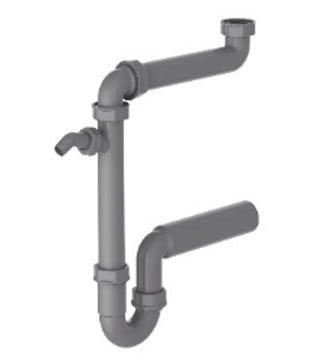 Kirchhoff ECO-SAVE Kunststof ruimtebesparende spoelbak buisvormige sifon, Grau, 1 1/2" H x 50 mm, met 3/4" apparaataansluiting - 98833649