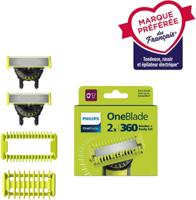 Vervangmesjes - PHILIPS - OneBlade QP624/50 - Roestvrij staal - 2 mesjes - Huidbescherming