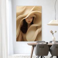 Urban Cotton Wandkleed 'Light Flow' 145 x 190cm in Frame - black