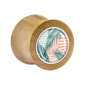 Double Flared Plug met Surf Design Teakhout Tunnels & Plugs