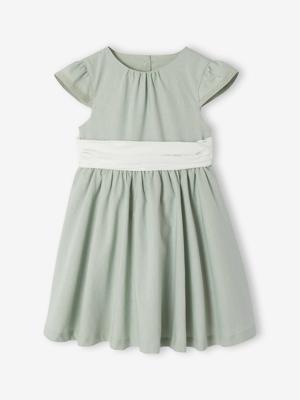 Feestelijke skaterjurk met strik saliegroen