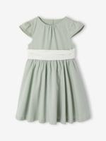 Feestelijke skaterjurk met strik saliegroen