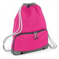 2x stuks sport gymtas fuchsia roze met rijgkoord 49 x 35 cm van polyester