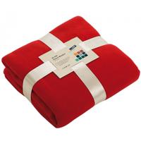 Fleece bankdeken/plaid - 1x - rood - 130 x 170 cm - 240 grams - pluisvrij - wasbaar