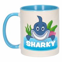 Kinder haaien mok / beker Sharky blauw / wit 300 ml   -