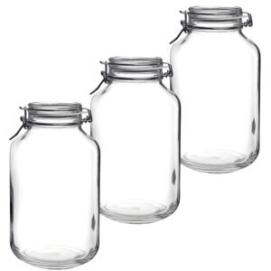 Voorraad/weckpot - 3x stuks - transparant - glas - 28 x 15 cm - 4 L - Bormioli Rocco