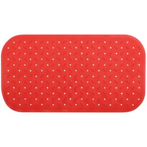 MSV Douche/bad anti-slip mat badkamer - rubber - rood - 36 x 76 cm