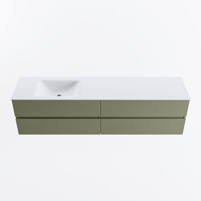 MONDIAZ VICA 190cm badmeubel onderkast Army 4 lades. Wastafel CLOUD links 1 kraangat, kleur Talc.