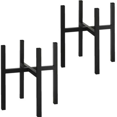 Mica Decorations - 2x - bloempot plantenpot standaard / verhoger - zwart - B37.5 x H39.5 cm - metaal